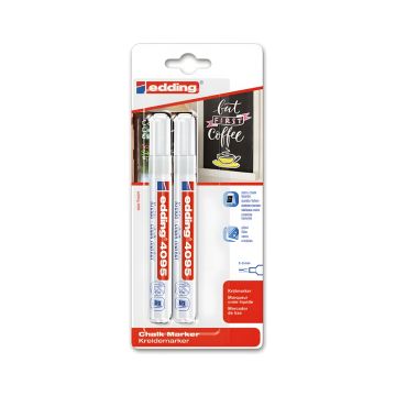 Marker kredowy Edding E-4095, końcówka 2-3 mm, blister 2 sztuki biały