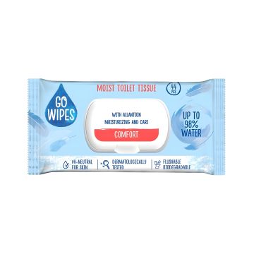 Papier toaletowy nawilżany GOWIPES Comfort z klapką 44 sztuki higieniczne chusteczki