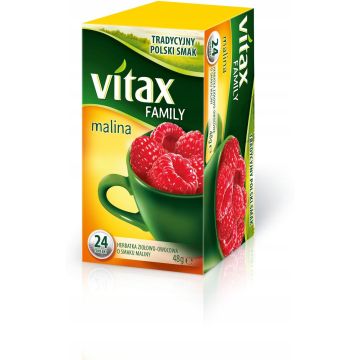 Herbata owocowo-ziołowa VITAX FAMILY Malina 24 torebki bez zawieszki 48g