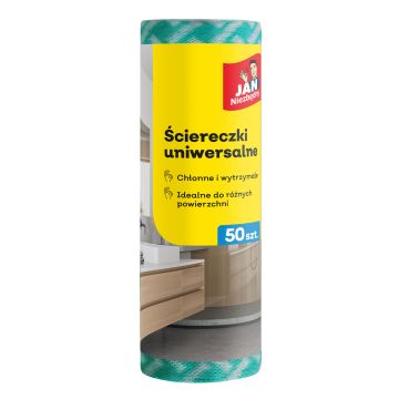 Ściereczki na rolce JAN NIEZBĘDNY zielono-białe 50 sztuk