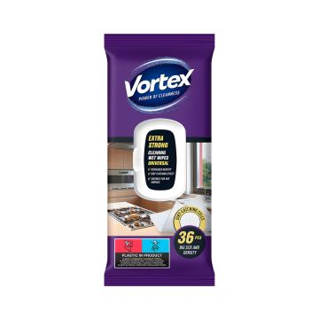 Chusteczki nawilżane VORTEX uniwersalne extra strong z klapką 36 sztuk