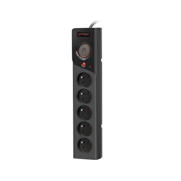ARMAC listwa zasilająca Z5 3m czarna 5x230V PL 10A organizer kabla przeciwprzepięciowa