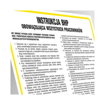 Znak TDC Instrukcja BHP dla pomieszczeń administracyjno-biurowych 245x350mm PCV