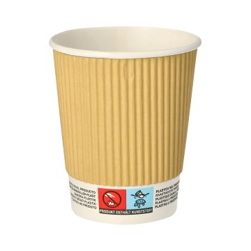 Kubek papierowy karbowany kraft 250 ml średnica 80 mm opakowanie 25 sztuk