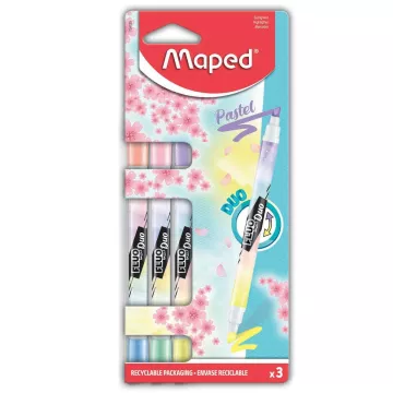 Zakreślacz Dwustronny Fluo Duo Pastel Mix Kolorów Blister 3 sztuki