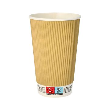 Kubek papierowy karbowany kraft 450 ml średnica 90 mm opakowanie 25 sztuk