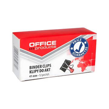 Klip do dokumentów OFFICE PRODUCTS 41mm czarne metalowe 12 sztuk do biura