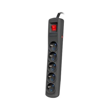 ARMAC listwa zasilająca R5 1.5m czarna 5x230V PL 10A przeciwprzepięciowa
