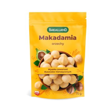 Orzechy makadamia prażone Bakalland, wysokiej jakości orzechy premium, 75g