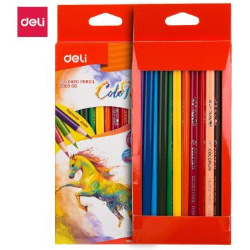 Kredki ołówkowe trójkątne COLORUN DELI 12 kolorów