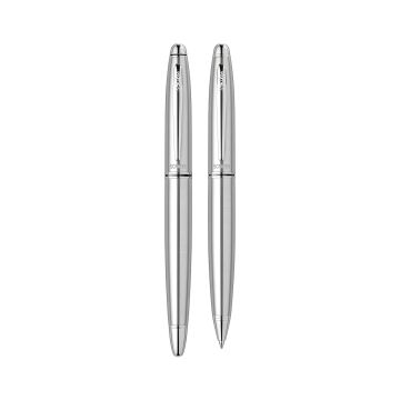 Zestaw pióro wieczne + długopis Scrikss Knight 88 w etui, chromowane