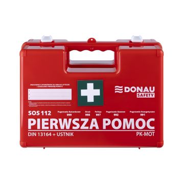 Apteczka DONAU SAFETY plastikowa K-10 +A pomarańczowa z wyposażeniem DIN 13164