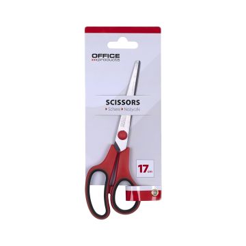 Nożyczki biurowe OFFICE PRODUCTS miękki uchwyt 17 cm czerwono-czarne