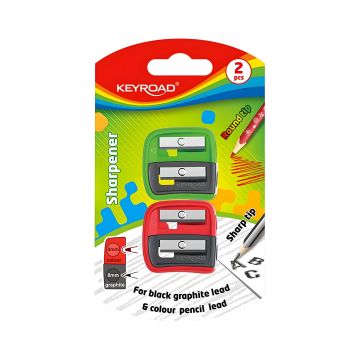 Temperówka plastikowa podwójna KEYROAD mix kolorów 2 sztuki blister