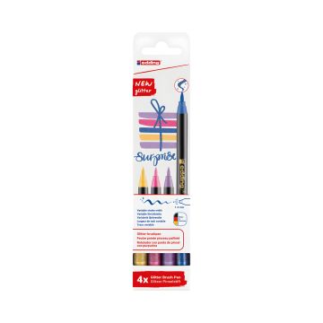 Pisak z końcówką pędzelkowatą Edding E-1340, 1-6 mm, 4 szt. mix brokatowych