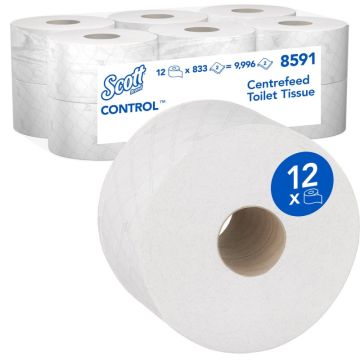 Papier toaletowy SCOTT Control centralne odwijanie 2-warstwowy 204m 12 rolek