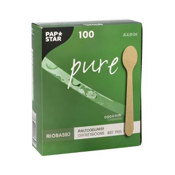 Łyżeczki drewniane 11 cm naturalne PURE bezbarwne 100 sztuk do gastronomii