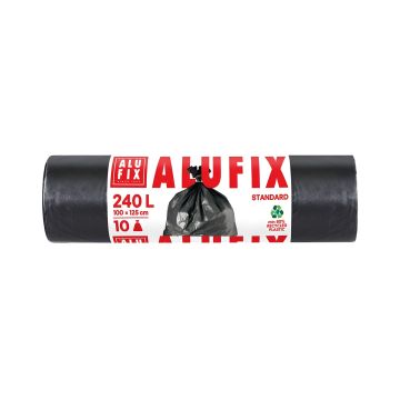 Worki na śmieci ALUFIX LDPE 240l czarne 35 mikrometrów, 10 sztuk