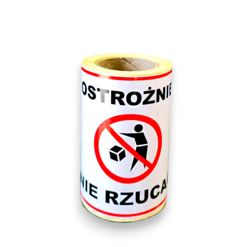 Etykieta ostrzegawcza "Ostrożnie, nie rzucać" 100x100 mm papierowa 100 szt./rolka