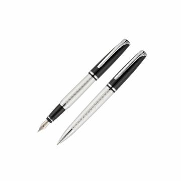 Zestaw pióro + długopis Scrikss Pera 477 w etui, kolor chrom