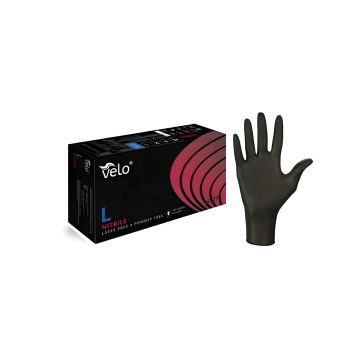 Rękawice nitrylowe VELO Nitrile Black L 100 szt. | bezpudrowe, bezlateksowe