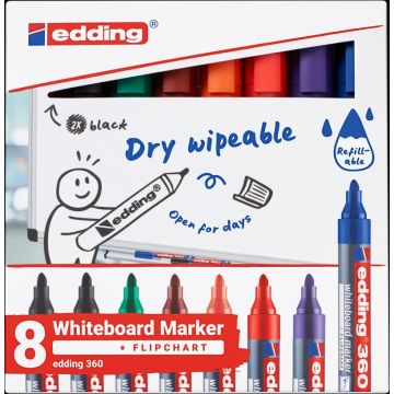 Marker do tablic suchościeralnych e-360 Edding 1,5-3 mm 8 sztuk mix kolorów