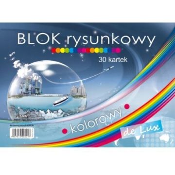 Blok Rysunkowy A4 30 Kartek Kolorowy De Lux 120g