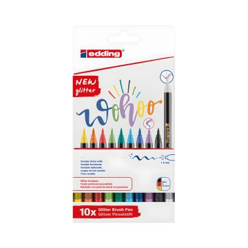 Pisak z końcówką pędzelkowatą Edding E-1340, 1-6 mm, 10 szt. mix brokatowych
