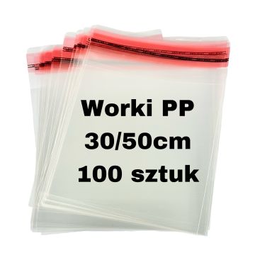 Worek foliowy polipropylenowy z klapką i odpowietrzeniem 30x50 cm, 100 sztuk