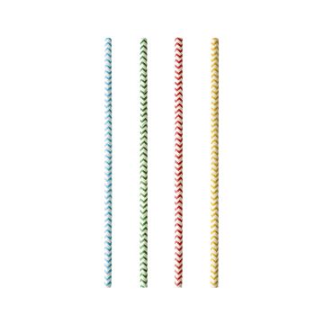 Słomki papierowe kolorowe wzór Zig Zag długość 200 mm średnica 6 mm opakowanie 25 sztuk
