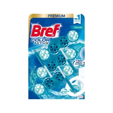 Kulki barwiące BREF Ocean do toalet, 3x50 g, intensywny zapach morski, praktyczny zestaw