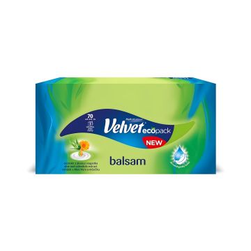 Chusteczki uniwersalne papierowe VELVET Balsam aloes nagietek 3-warstwowe białe 70 listków