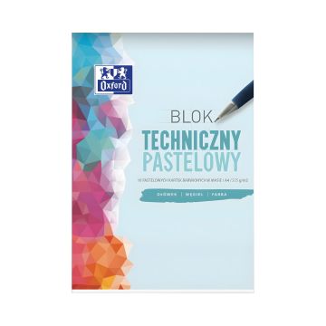 Blok techniczny Oxford pastelowy format A4 10 kolorów 20 arkuszy