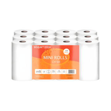 Ręcznik Papierowy Mini Rolls Celulozowy Dw-warstwowy Biały 50 m 12 rolek