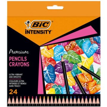 Kredki ołówkowe Intensity Premium BIC, 24 kolory w pudełku