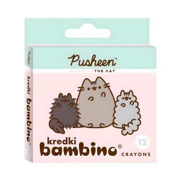 Kredki świecowe Bambino 12 kolorów w pudełku z motywem Pusheen