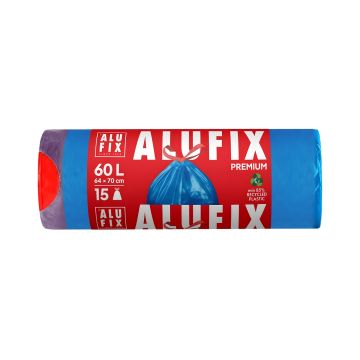Worki na śmieci ALUFIX z taśmą ściągającą LDPE niebieskie 60l, 15 sztuk