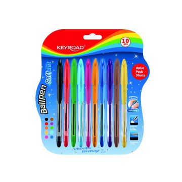 Długopis klasyczny KEYROAD Ball Pen Soft Jet 0,7 mm, 10 szt. mix kolorów blister