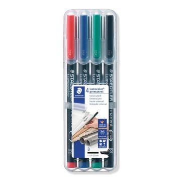 Foliopis Zmywalny Staedtler Lumocolor, B, 4 Kolory