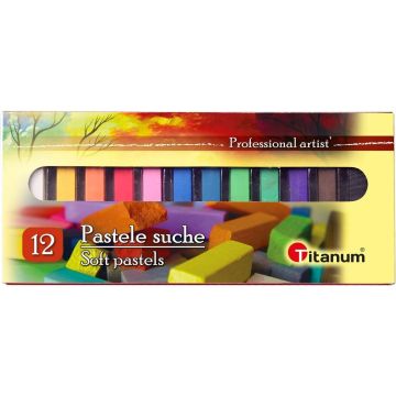 Pastele Suche Titanum Zestaw 12 Kolorów Profesjonalne Kwadratowe