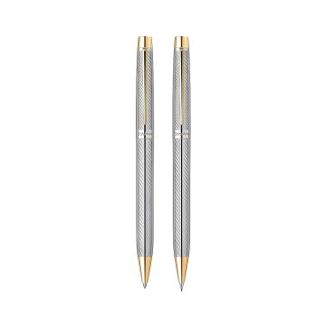 Zestaw długopis i ołówek Scrikss Venus 722 w etui, kolor złoty chrom