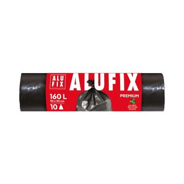 Worki na śmieci ALUFIX Profi z folii LDPE, 160l, czarne, 90x110 cm, 10 sztuk