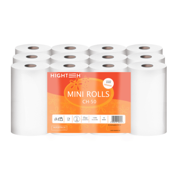 Ręcznik Papierowy Mini Rolls Celulozowy Dw-warstwowy Biały 50 m 12 rolek