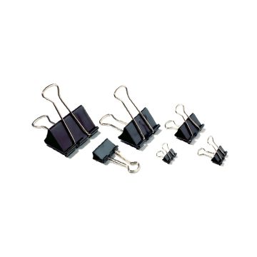 Klipsy biurowe metalowe 32mm czarne, 12 sztuk