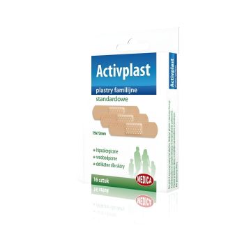ACTIVPLAST Plastry Familijne Standardowe 19x72mm 16 szt. – Uniwersalne Opatrunki do Domu i Apteczki