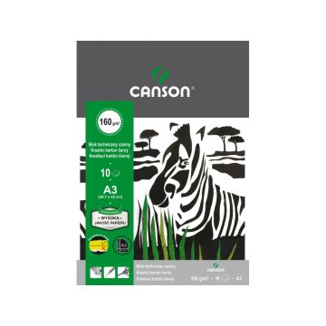Blok techniczny Canson czarny format A3 gramatura 160g 10 arkuszy