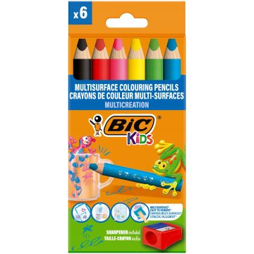 Kredki Wielopowierzchniowe BIC Kids Multisurface 6 Kolorów z Temperówką