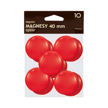 Magnes 40 mm GRAND, czerwony, 10 sztuk