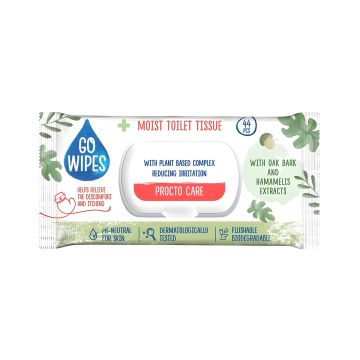 Papier toaletowy nawilżany GOWIPES Procto Care z klapką 44 sztuki higieniczne
