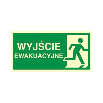 Znak kierunek do wyjścia ewakuacyjnego w prawo 2 fotoluminescencyjny 150x300 mm PCV